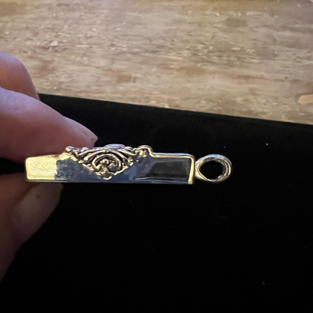 Vintage Silver Rectangular Pendant With Center Sq… - image 4